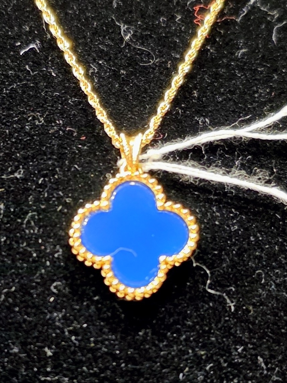 💠✨️18K Real Gold Blue Clover Chain Necklace ✨️💠